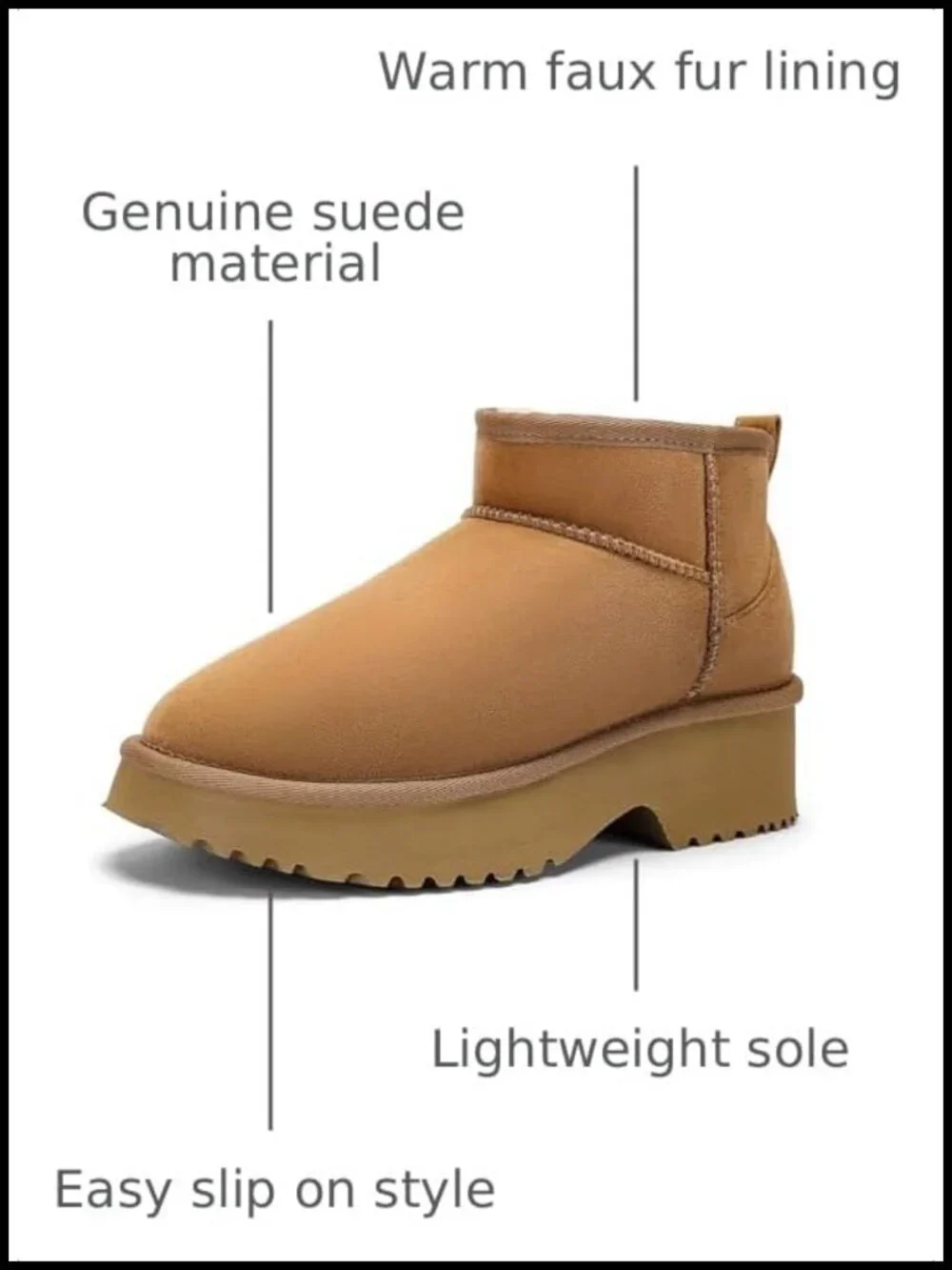 Women's Waterproof Winter Snow Boots Lightweight Warm Fur Lined Lace-Up